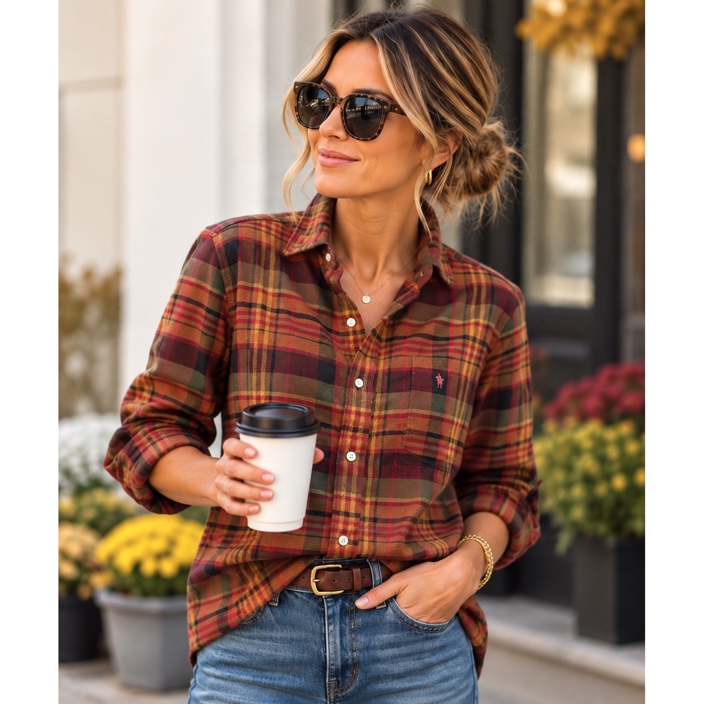 Polo Ralph Lauren Women's Classic Fit Plaid Shirt M Fall Tartan Cotton $128